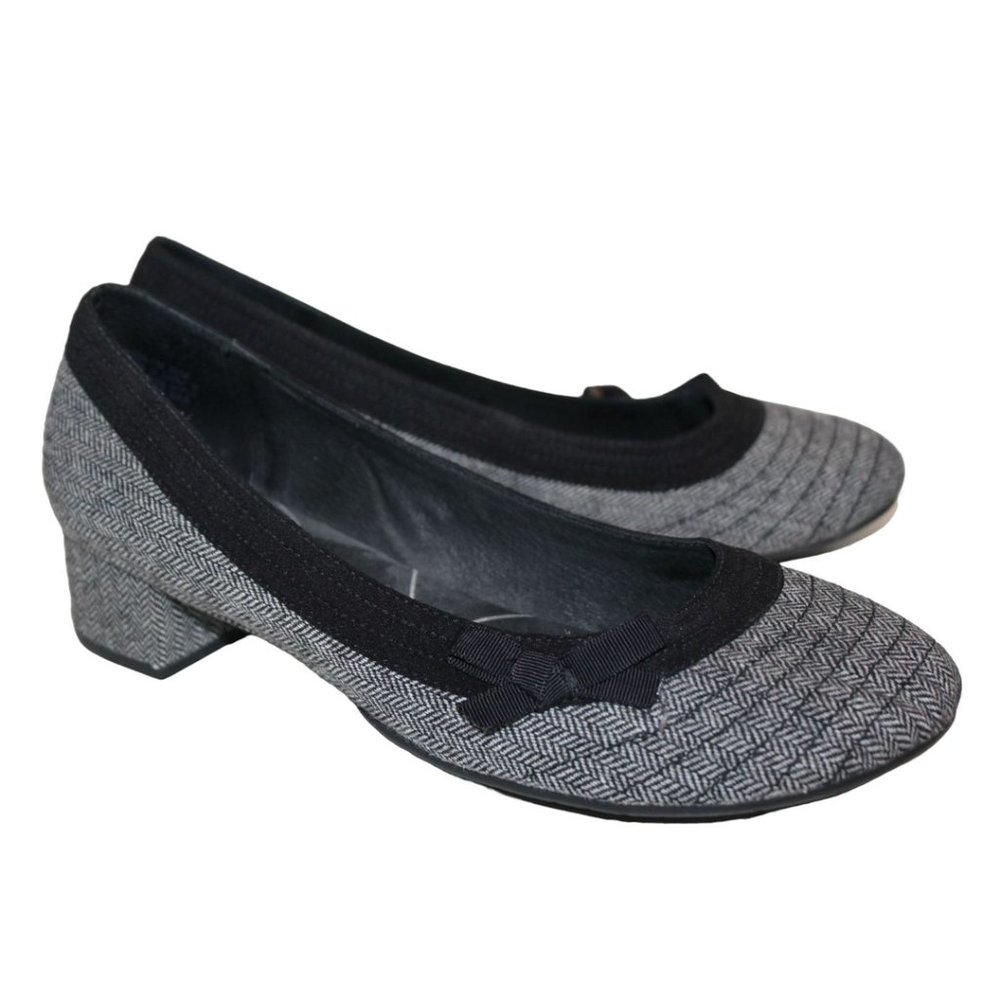CLARKS Indigo Womens Herringbone Chunky Heel Ballet LOAFERS SHOES Slip-On Sz 11